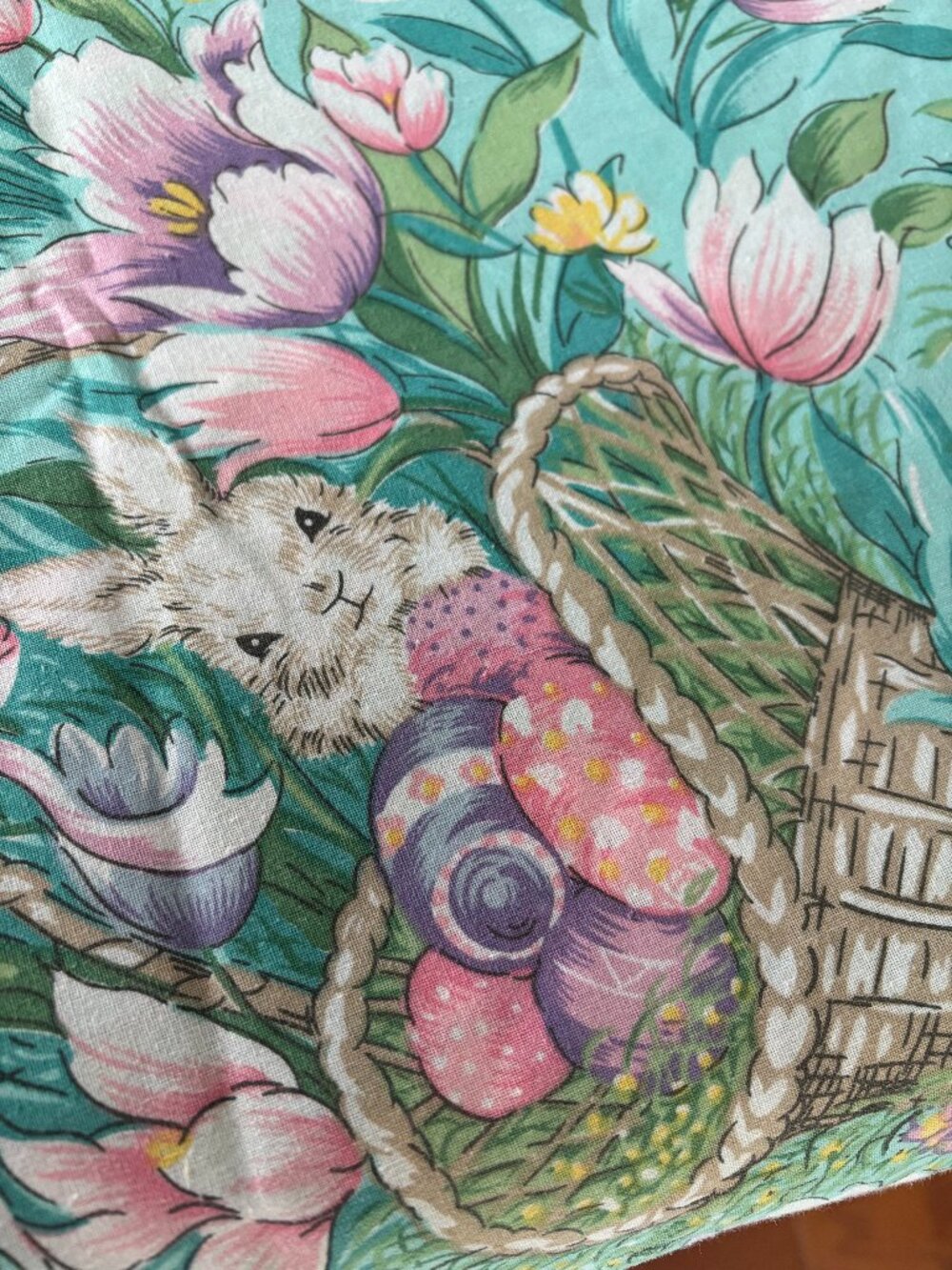 Vintage Bardwil Colorful Bunny Tablecloth 60" x 80" Festive